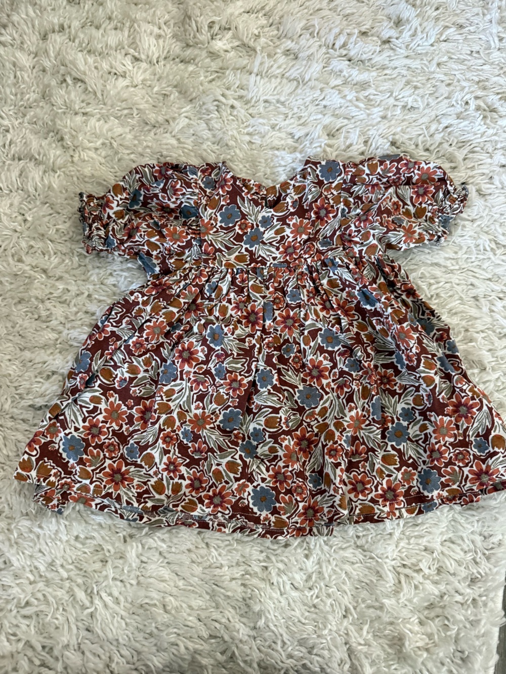 Rylee + Cru Rust Floral Ruffle Hem Dress